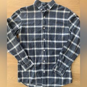 Lucky Brand Men's Long Sleeve Button Thick Plaid Blue Classic Fit Shirt Medium